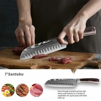 IOKO Ensemble de Couteaux de Cuisine Style Japonais 4 Pièces : Couteaux de Chef 8 Pouces, Sushi, Steak, Utilitaire, Sashimi, Office et Couteau Santoku 7 Pouces