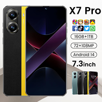 Smartphone X7 Pro 5G Laris Manis 16GB+1TB Dual SIM Dual Standby Android 8000mAh Layar 2K Kamera Belakang 108MP Bahasa Prancis Spanyol