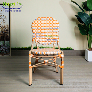 Happy Life <span class=keywords><strong>Paris</strong></span> Bistro Style Silla de comedor de ratán Marco de aluminio para todo clima Diseño moderno ligero para uso en dormitorio y <span class=keywords><strong>parque</strong></span> - Product Image 2