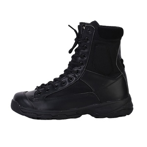 Bottes de cheville tactiques de combat résistantes aux coups de couteau noires avec fermeture à lacets pour l'hiver - Product Image 1