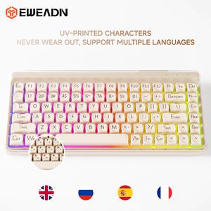 Clavier à membrane EWEADN V75 Blush RGB avec <span class=keywords><strong>coque</strong></span> transparente, caractères imprimés UV, clavier multicolore avec prise en charge multilingue - Product Image 5