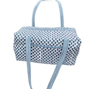 New Customize Large Cotton Quilted Duffle Tote Shoulder <b>Bag</b> Floral Print Washable <b>Overnight</b> <b>Bag</b>, Eco friendly Yoga Shopping <b>Bags</b> - Product Image 1