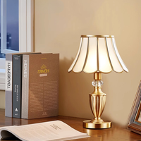 Lámpara de Escritorio de Cobre de Estilo Europeo Antiguo Retro Tradicional, con Brazo Flexible y Luz para el Cuidado de los Ojos, para Dormitorio, Sala de Estar, Estudio u Oficina