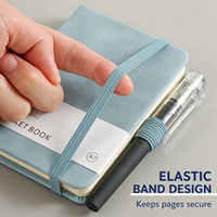 Carnet A6 doux au toucher avec stylo, pages lignées, élastique et pochette – Idéal pour réunions de bureau et acheteurs en gros
