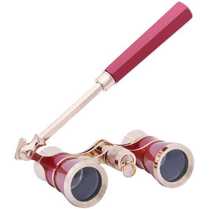 3x25 Handle lipat antik Telesope Adjustable Vintage merah logam Opera kacamata teropong - Product Image 3