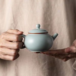 Ru Ware Teapot Porcelain Round With Lid Kung Fu <b>Tea</b> <b>Set</b> Afternoon <b>Tea</b> - Product Image 1