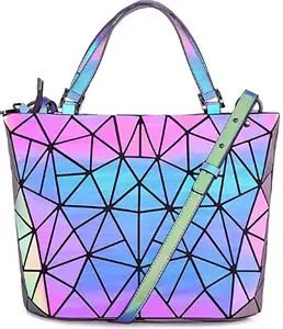 Versand bereit Drop Shipping Bag Leuchtende Geldbörse Handtasche Holo graphisches Reiß verschluss schloss Reflektierende geometrische Tasche