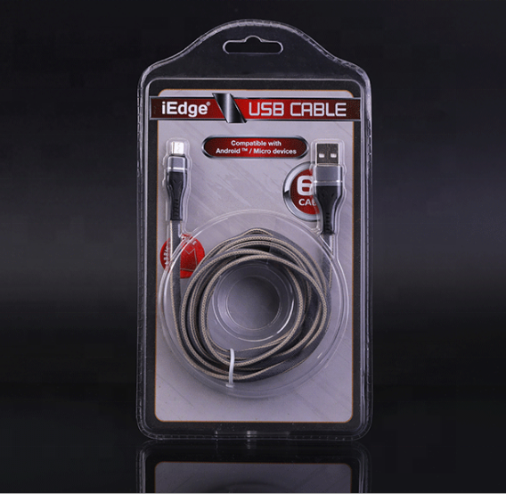 Custom Hot Seal Blister Clear Plastic Box for USB Cable Clamshell Card Packaging Transparent Hard Display Storage Carton