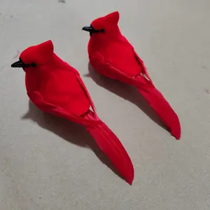 13cm Festive artificial birds red cardinal birds for Christmas decorations and trees flower arrangements BD18093 with Clip