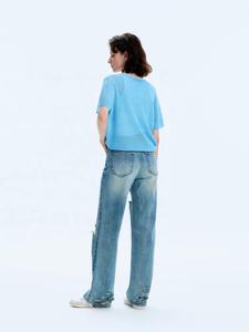 <span class=keywords><strong>Jean</strong></span> skinny à taille haute pour femme Yuanbofei, en denim <span class=keywords><strong>troué</strong></span>, écologique, décontracté, style Y2K, streetwear, délavé, pantalon droit - Product Image 4