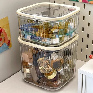 Transparent Acrylic Cosmetic <b>Storage</b> <b>Box</b> With Lid Stackable Desktop Organizer For Skincare Samples And <b>Small</b> Items - Product Image 3