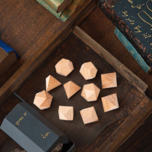<strong>Personalised</strong> Custom Luxury Wooden Dice <strong>Set</strong> 6pcs Mixed Polyhedral Cubes D4 D8 D10 D20 DIY Game Dice for DND with Bag - Product Image 5