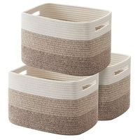 Panier de rangement pliable en coton et lin fait main, écologique, avec poignée, design bicolore, pour le linge et l'organisation des jouets