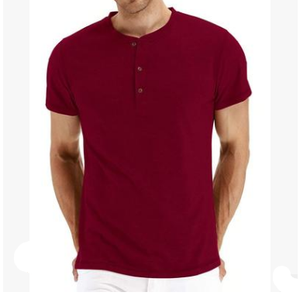 T-shirts manches courtes coupe ajustée décontractée pour homme Chemises en coton à trois boutons - Product Image 3
