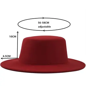 Fashion stocked New style autumn winter wool felt plain flat top brim korean casual jazz fedora hat