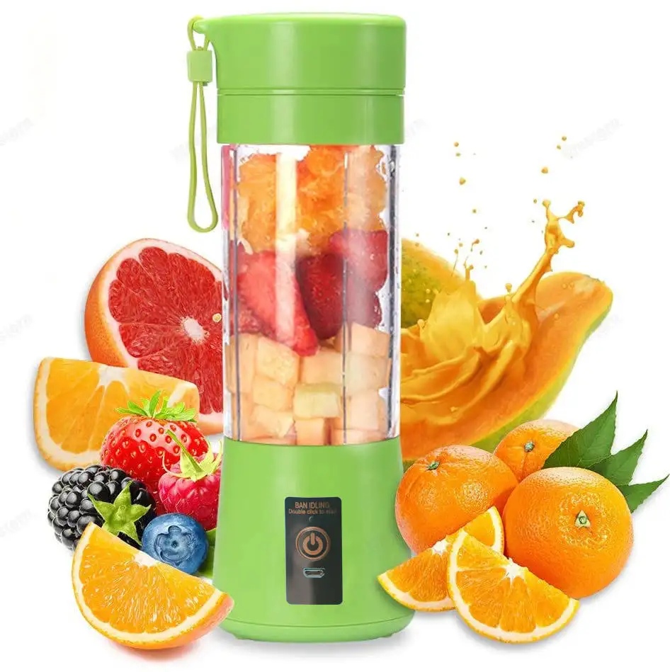 2023 New USB Rechargeable orange Mixer Portable Mini Juicer And Blender With 6 Blades Juicer Extractor Machine Cup