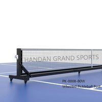 Poteau de filet de pickleball en acier galvanisé, couleur personnalisée, durable, facile à transporter, avec roues pivotantes, pour club sportif