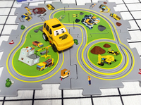 Juguete de rompecabezas de avión y coche de riel eléctrico DIY para niños, montaje gratuito hecho de plástico duradero con una escena de mapa de la ciudad