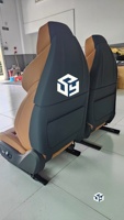 Sarung Jok Kulit Depan dan Belakang Warna Hitam dan Biru dengan Latar Belakang Merah untuk BMW