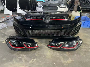 Para <span class=keywords><strong>Volkswagen</strong></span> Golf 7: Conjunto de parachoques de plástico nuevo con marco de radiador, rejilla de capó de motor y ventilador electrónico. - Product Image 3