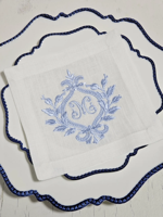 Serviettes de cocktail en lin personnalisées avec initiales brodées, serviettes de mariage faites à la main, écologiques