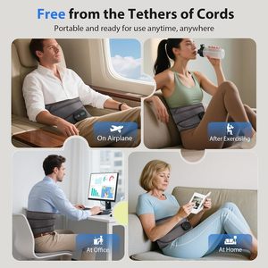 Ceinture de massage électrique vibrante sans fil rechargeable pour le dos et les abdominaux avec chaleur - Product Image 4