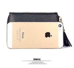 Porte-cartes en cuir de vache véritable pour femmes, porte-monnaie avec blocage RFID, sac à monnaie en cuir véritable, portefeuille à fermeture éclair pour femmes - Product Image 4