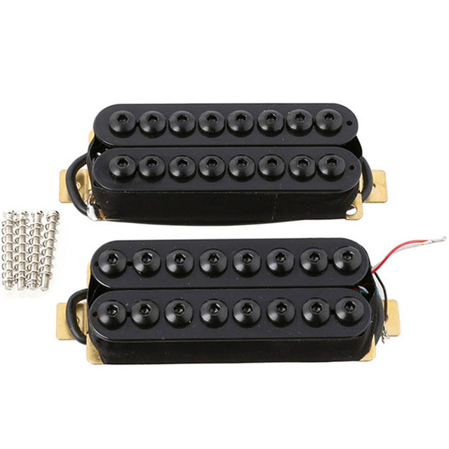 Set of 2 Neck & Bridge 8 String Electric Guitar Humbucker Pickups with Hex Adjustable Screw