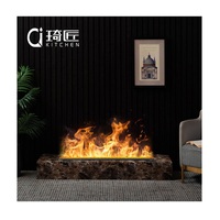 Cheminée électrique à vapeur d'eau LED en acier moderne pour villa, à insérer, autonomie 6-8 heures