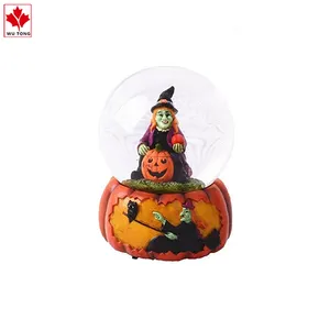 Factory Customized Poly resin Terrible Witch Water Ball Resin Crow Figurines Snow Globes For Halloween Gifts