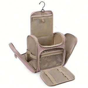 Sac de toilette portable pour femmes, avec logo personnalisé, noir, avec poignée, pour ranger les rasoirs, les cosmétiques et les accessoires de maquillage - Product Image 2