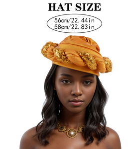 Ecowalson African Nigeria Wedding Heavy Glitter Twist Decoración Cap <span class=keywords><strong>Zara</strong></span> Style Party Hat para mujer - Product Image 5