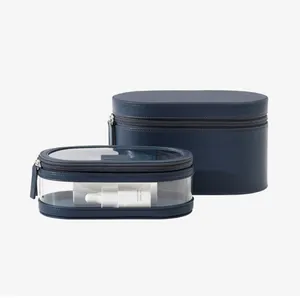 Wasserdichte Hardcase Kosmetik tasche Mode Leder PVC TPU klare kosmetische Reisetasche