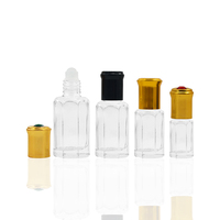 Botol rol Oem mewah kosong 3 Ml 5 Ml 6 Ml 12 Ml kaca poligonal bening rol minyak esensial botol emas