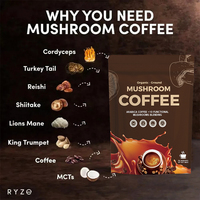 Poudre de champignons Reishi et Crinière de lion, extrait végétal de qualité alimentaire, soutient la santé intestinale, l'énergie et la concentration, extrait végétal pour café aux champignons