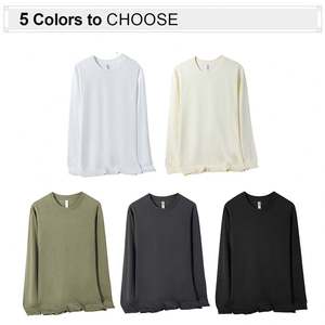 Vente en gros 230gsm coton hommes s T-shirt personnalisé vierge col rond hommes s manches longues col rond T-shirt - Product Image 2