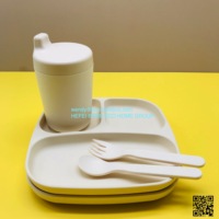 Usine enfants bambou vaisselle ensembles assiettes plats bols tasses Incassable blanc vaisselle Bambou enfants tasse