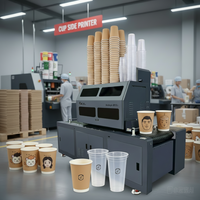 Imprimante d'étiquettes UV à passage unique pour gobelets à emporter en plastique/papier/café/jus/boissons, tête d'impression Ricoh, encres résistantes à l'eau