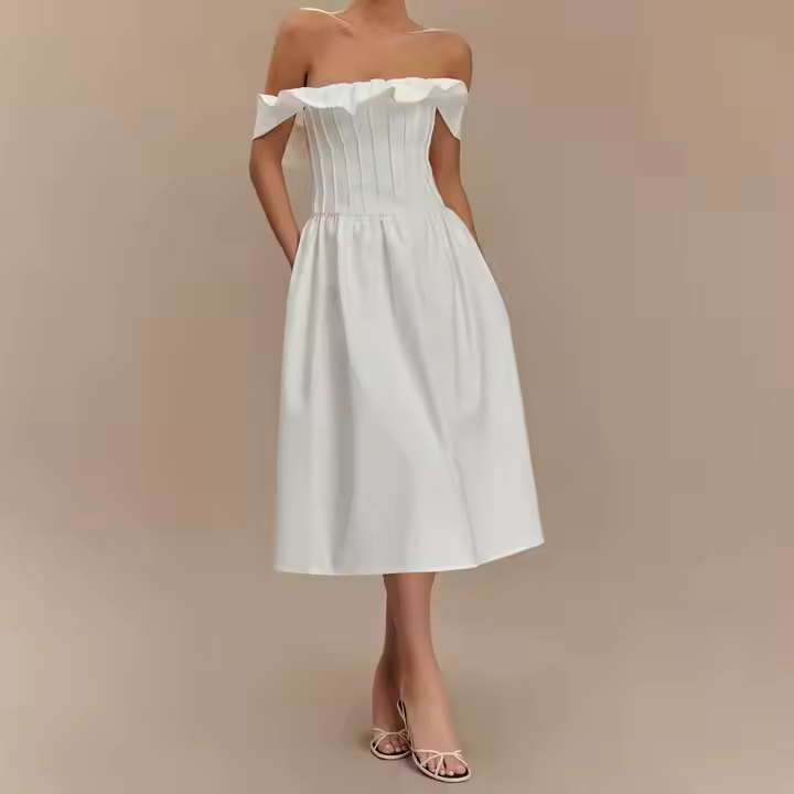Elegant Maxi Dress Corset Neckline Luxurious