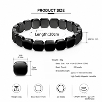 Bracelet en hématite magnétique pour hommes et femmes, perles carrées de 10 mm, pierre noire, bracelet extensible, bijoux de mode, vente en gros