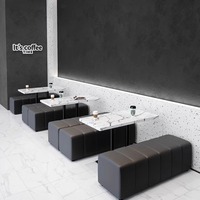 Café-restaurant canapé stand Table à manger Table commerciale et chaise combinaison Table de négociation lait thé boutique lumière banc de luxe