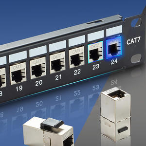 Panneau de brassage optique 19 pouces 1U FTP Keystone Jack <span class=keywords><strong>Fibre</strong></span> sans outil ODF Catégorie 7 S/UTP 24 ports Noir - Product Image 1