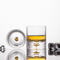 Verre à whisky en cristal à bulles d'air artisanal de 8,5 oz Transparent pour un usage domestique et des cadeaux