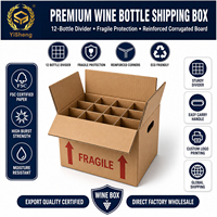Boîte d'expédition de vin en carton ondulé personnalisée avec insert antichoc pour 3/6/9/12 bouteilles, robuste, pour l'emballage de vin rouge, de whisky et de liqueurs