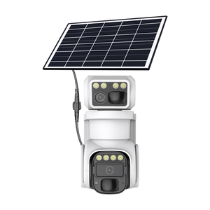 เลนส์คู่กล้องวงจรปิดพลังงานแสงอาทิตย์4G ไร้สาย IP กลางแจ้งพร้อมการมองเห็นกลางคืนและการจัดเก็บข้อมูล SD การ์ดสำหรับการติดตามมนุษย์