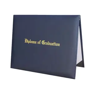 Bedrukt Brief Size Navy Diploma Cover 8.5X11, Kunstleren Gevoerde Certificaat Covers Afstuderen Document Houder