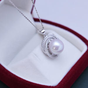 Collar de Plata de Ley S925 con Colgante Desmontable para Mujer, con Perlas Redondas de Agua Dulce de 11-12 mm, Luz Intensa, Ligeras Imperfecciones, Multiusos - Product Image 2