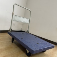 Carro de Plataforma de Acero Plegable de Cuatro Ruedas con Capacidad de Carga de 150 kg, Compatible con OEM, Carro de Mano de Plástico para Almacén, Herramientas de Transporte