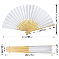 Éventail pliant traditionnel en bambou, blanc uni, en stock, livraison rapide, idéal pour les mariages et décorations d'événements
