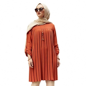Atasan Muslimah Ukuran Besar 5XL Model Terbaru 2025, Warna-warni, Lipit, Longgar, Busana Islami, Blus Modis, Kemeja Panjang Bahan Sifon untuk Muslimah - Product Image 5